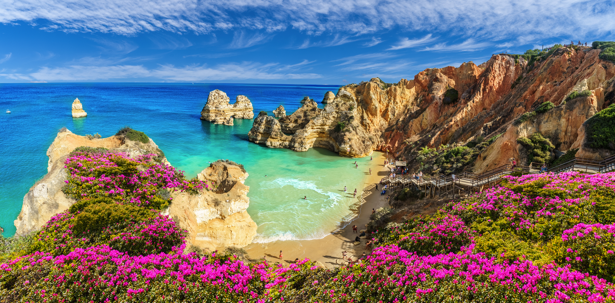 Landscape with Praia do Camilo, famous beach in Algarve, Portugal