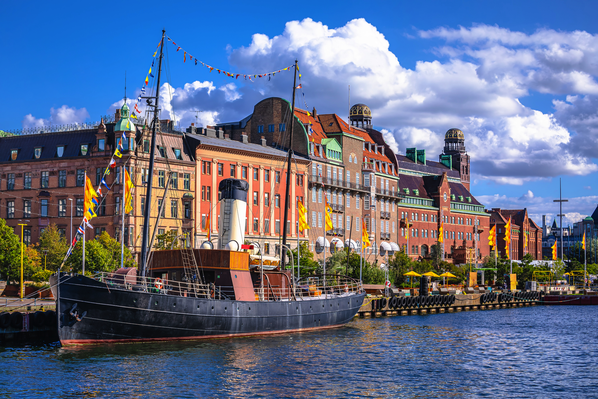 Scenic waterfront and harbor of Malmo view